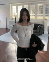 Luna Skin Off-Shoulder Cable Slim-Fit Knit