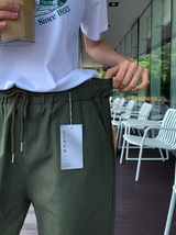 Otter Linen Straight Elastic Waist Pants / 4 colors
