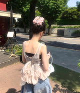 [ fluffy ☁️ ] pringle pumpkin 30% chiffon sleeveless bl