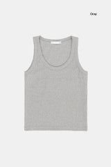 Double layer ribbed sleeveless top