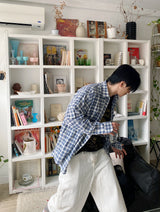 No.1221 M thin check SHIRT
