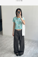 121 One Tuck Cotton Wide Pants