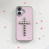 [MADE]pink stud cross case