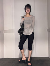 Shy Black Denim Capri Pants