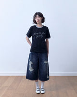 26SS★ ダメージクロップバミューダデニム