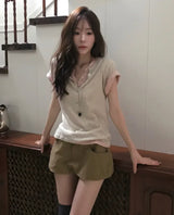 list button loose short sleeve tee