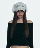 FAUX FUR HOTFIX LOGO EARFLAP CAP_GREY