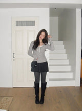 Minu Lace Layered Loose Button T-shirt (4color)