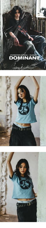 Purrfect Peace Ringer Crop T-Shirt_Sky Blue