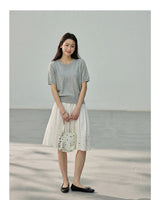 Punching Detail Summer Round Neck Knit Short Sleeve