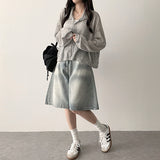 Denk ルーズフィットリネンポケット付きハーフクロップドシャツ southern