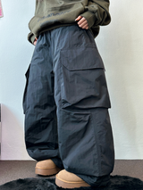 HOT HEAT 🔥 PADDING CARGO OVER UNISEX LONG PANTS🩶🖤2COLOR