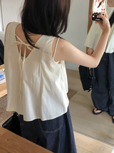 #バックスリットストラップスリーブレスブラウス (4color)