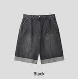 カフリーダートロールアップバミューダデニムパンツ