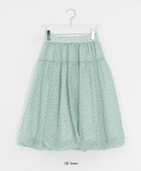 Chitoa Dot Chiffon Balloon Midi Skirt