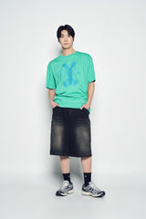 25SS POINT LOGO POCKET DENIM SHORT PANTS BLACK