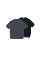 ジャカード コットン ニットTシャツ