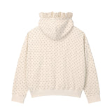 Dot Ruffle Hoodie - IVORY