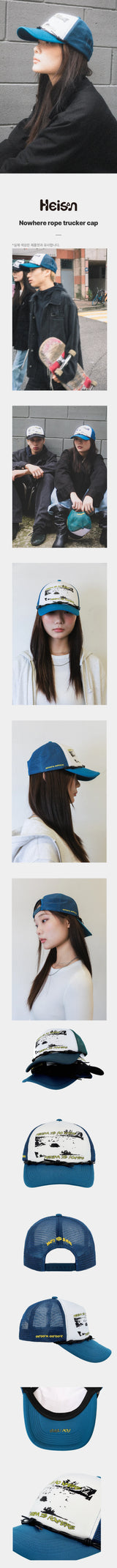 【limited price】Nowhere Rope Trucker Cap Blue 