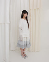 Blooming garden patchwork skirt / ivory