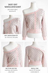 Pink dot unbalanced shoulder top