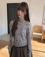 ボヘンフラワーラッフルスリムTシャツ