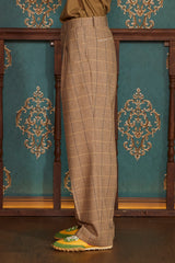 WOOL CHECK SLACKS / BEIGE