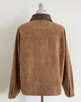 Hent Leather Collar Suede Jacket