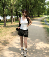 ハッシュ ボタンポケット パンプキンショーツ