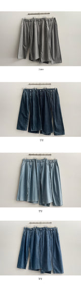 [Short, basic, long] [S-2XL] [Summer long pants!] ジェロームワンタックサマーワイドデニムパンツ (4 colors)