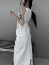 halterneck string nylon sleeveless (2color)