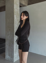 ヒナスリムロングリブボタン長袖Tシャツ