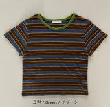 リナストリッピードキャップスリーブショートスリーブTシャツ2 カラーズ