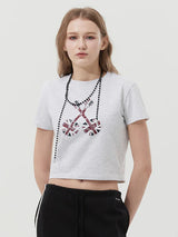 UNION JACK CROP T-SHIRT - GRAY  