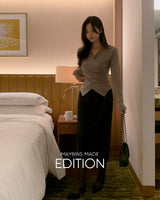 Checky long skirt