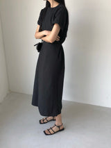 Jeure Wrap Roll-up Short Sleeve Long Dress