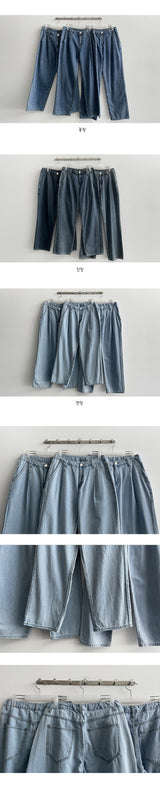 [Short, Basic, Long] [S–3XL] [Summer Long Pants!] バックバンディングプリンセミワイドピンタックデニムパンツ