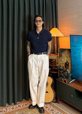 One-Tuck Semi-Banded Cotton Pants 3COLOR