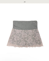 [ mauve vintage🌹 ] petal rose lace shirring mini sk