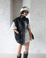 leather oversized fit vest jacket