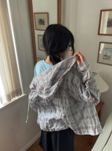 ビジュープ ルーズフィット サマー チェック フード シャツ