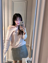 Loose Fit Corsage Knit Pink