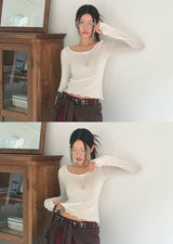 メローデザインロングスリーブカットソー (or Long-Sleeve Top)