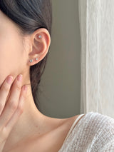 [3 set] surgical heart cubic earring set / 2 color / mini daily simple layered
