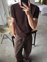 [A-T0266] ステッチマッスルフィット半袖ニットT (6色)