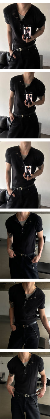 [S/S] High ribbed henry neck half knit(3color)