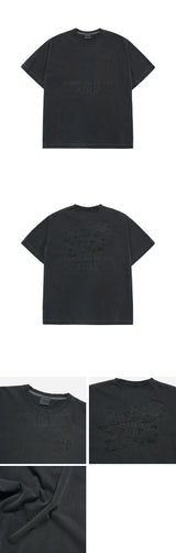 24FW アップリケロゴピグメントショートスリーブTシャツチャコール
