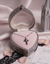 [NMIXX Haewon Necklace] Nocturne Gothic Cross Collarbone Necklace (Stainless Steel)