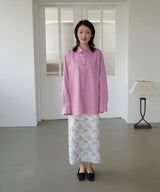 Cotton Roll-up Oversized Shirts - Pink
