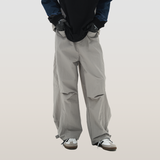 RELABEL 23AW マルチカラーデコンストラクテッドドローストリングワイドレッグプリーツパラトルーパーパンツ